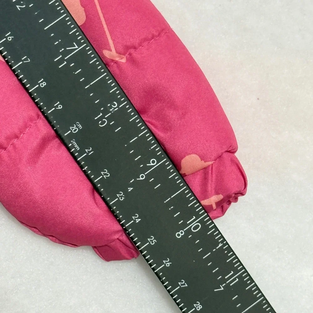 US Polo Assn Kids Puffer Jacket Faux Fur‎ Hood Pink Logo Print 12M